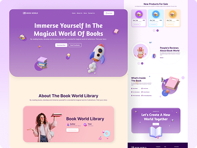 Bookstore landing page 3d landing pages ui ux web design website