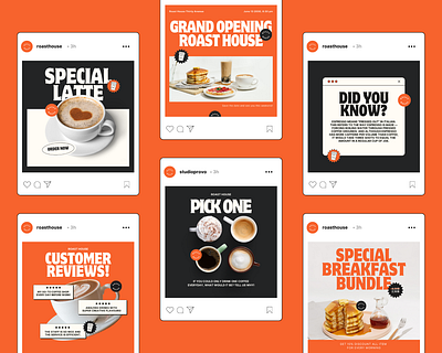 Coffee shop Feed Pack Template Canva branding canva canva template coffee coffee shop design instagram instagram template social media