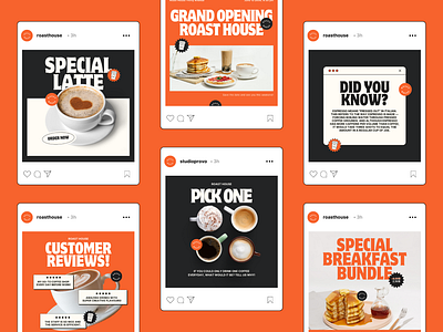 Coffee shop Feed Pack Template Canva branding canva canva template coffee coffee shop design instagram instagram template social media