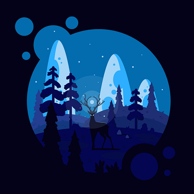Moonlight night ai design graphic design illustration vector