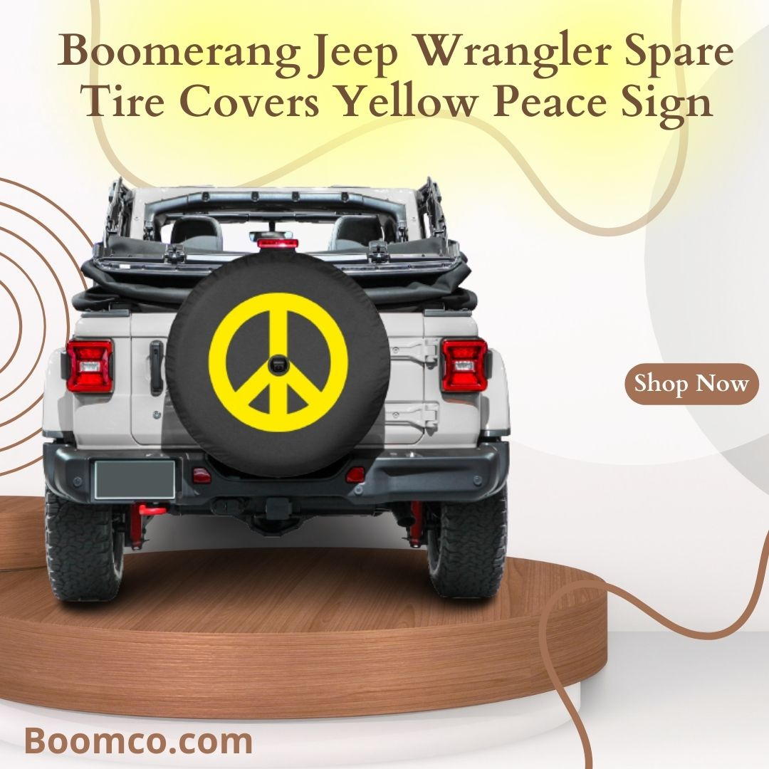 Boomerang Jeep Wrangler Spare Tire Covers Yellow Peace Sign by boom