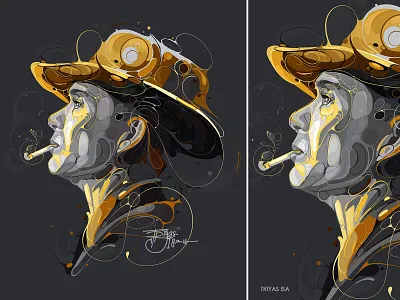 Cillian Murphy colorful design gold illustration monochrome movie movie poster oppenheimer portrait unique