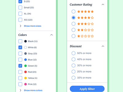 Inclusive Filter UI Design: Accessibility Considerations for All app check checkbox color design feedback figma filter filtering mobile radio button rate rating sort sorting star stars templates ui ui kit