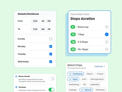 Personalizing the User Journey: Customizable Filter UI Designs app check checked chip chips date design filter filtering filters pop popover schedule settings sorting switch templates time toggle ui