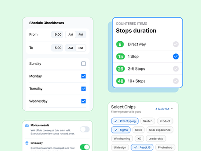 Personalizing the User Journey: Customizable Filter UI Designs app check checked chip chips date design filter filtering filters pop popover schedule settings sorting switch templates time toggle ui