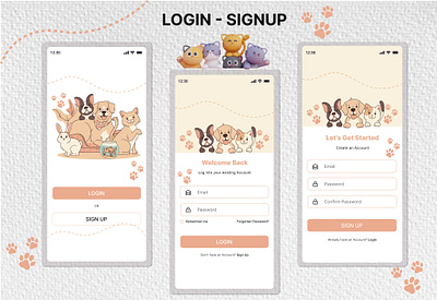 Login Signup Screen For Pet Care App. #UIUX 3d animation branding graphic design logo motion graphics ui