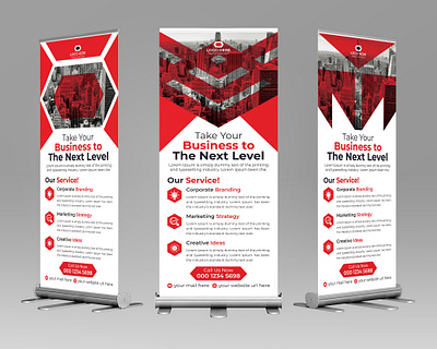 Corporate Modern Roll Up Banner Design Template advertisement business company corporate creative design display event exhibition layout marketing modern presentation promotion rollupbanner standeebanner stationery template vertical xbanner