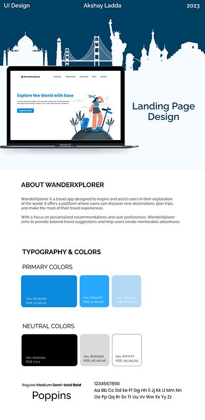 Travel - Landing Page | WanderXplorer app design figma graphic design illustration ui uiux user experience user interface ux