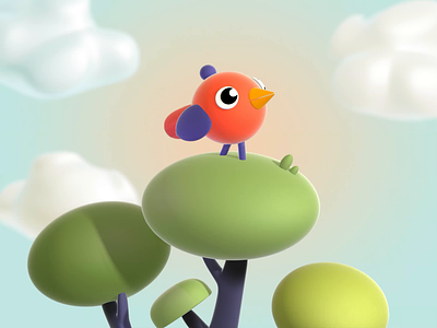 3d bird animation 3d animation bird illustration tree