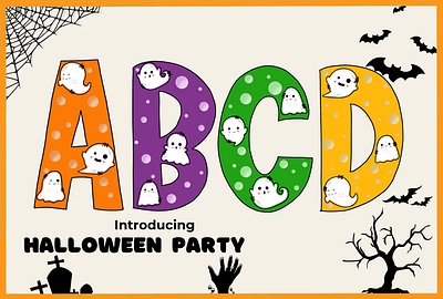 Halloween party a z and number branding co colorful cute design fonts ghost graphic design halloween illustration logo party
