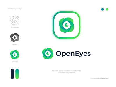 OpenEyes Logo Design abstract ai circle creative design eye eyeball eyesight human lens logos look modern positive see simple success tools vector vision