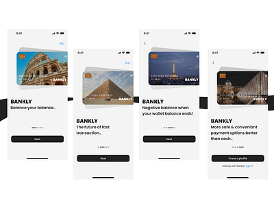 Onboarding Interfaces For Fintech Mobile App UX UI Design. app design fintech fintech app fintech cards onboarding ui user experiance user interface ux ux ui visa card