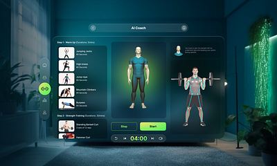 UI concept for a fitness app applevisionpro fitnessapp fitnessgoals healthtech product design ui ui design workoutmotivation