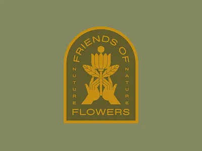 floral friends badge design floral flower friends graphic design hands illustration lockup logo nature nuture type typography