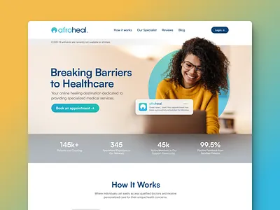 Afroheal landing page medecine medical telemedicine typography web website