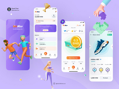 Wemov - NFT Running App Design app app design appdesign dailyui design mobile mobile design mobiledesign nft running showcase sport ui uidesign uiux uiuxdesign user interface userinterface uxui