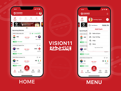 Vision11 - App Redesign fantasyapp redesignapp redesignui vision11 vision11app vision11redesign