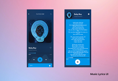 UI of Music App with Lyrics 3d branding design figma graphic design illustration logo ui ux vector