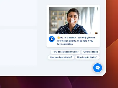 Capacity - Web Concierge Teaser ai b2b saas buttons chat chatbot clean design image preview product design saas teaser thumbnail ui ui design ux video