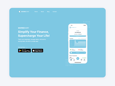 Saving Diary - Expense & Saving Tracker android app expense finance ios landing page mobile personal finance saving tracker ui website