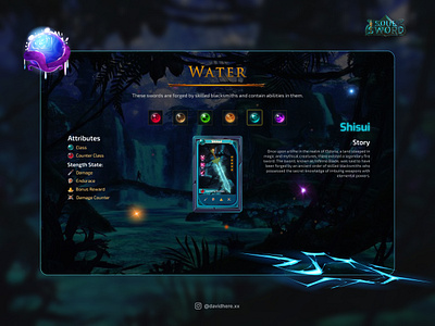 Soul Sword - Water Element app dailyui design game gamedesign gamenft gem graphic design illustration nft nftgame showcase sword ui uidesign uiux uiuxdesign uxui web website