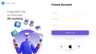 Sign-up page design 3d animation branding design graphic design illustration landing page logo motion graphics ui ux vector web