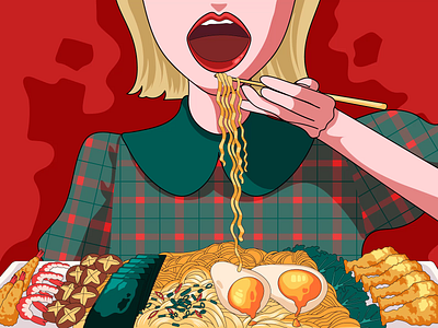 Ramen Mukbang 2d 2d animation adobe after effects animation charactar design commission cute delicious food mukbang fried chicken graphic design illustration illustrator korean mukbang mukbang ramen tasty video work