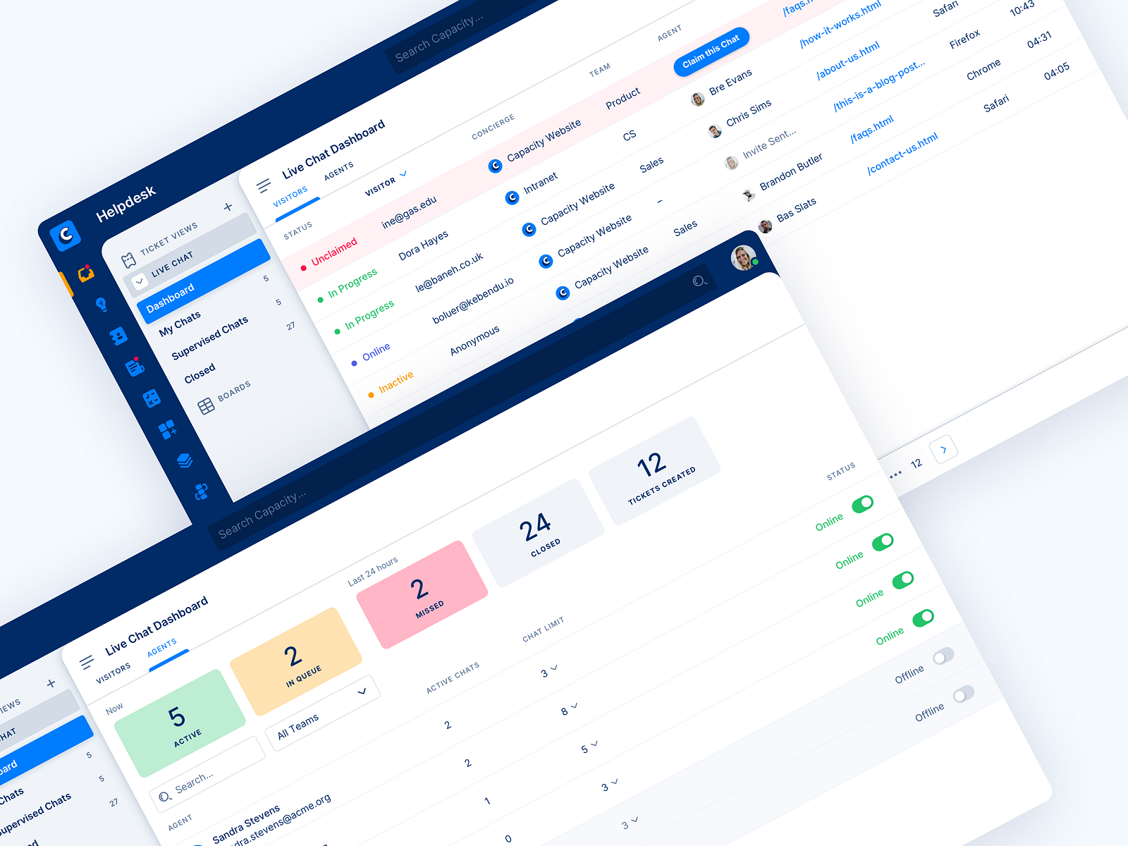 Capacity - Live Chat Agent Manager by Danny Amacher on Dribbble