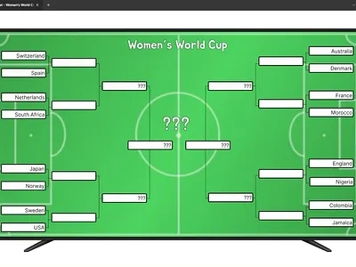 Women's World Cup - Round of 16 Interactive Bracket animation bracket branding cup design fifa figma football graphic design illustration logo prototype soccer sports typography ui ux variables vector world