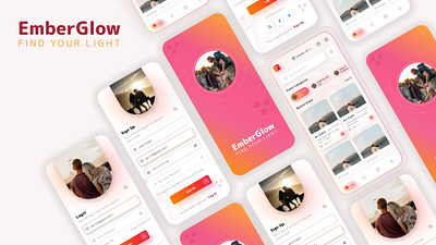 EmberGlow | Find Your Light application branding design graphic design icon illustration logo mobilie typography ui user expereince ux ux ui vector web web app