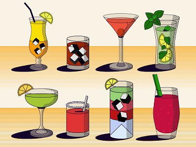 Cocktail illustrations design flatillustration graphic design illustration illustrator mobileapp ui vector webdesign