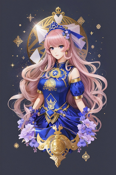 Starry Equilibrium: Radiant AI Anime Girl Character Art in Libra anime love