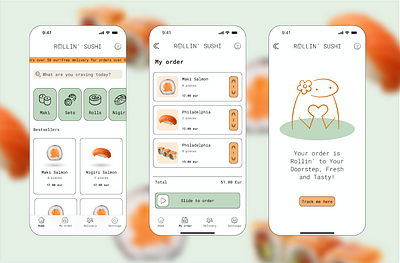 Rollin' Sushi app app delivery design mobile sushi ui