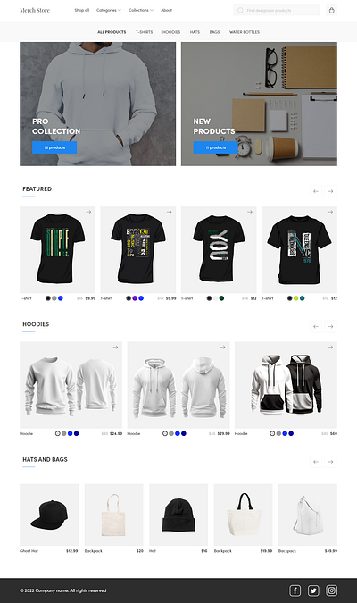 Merch store design ui web desing