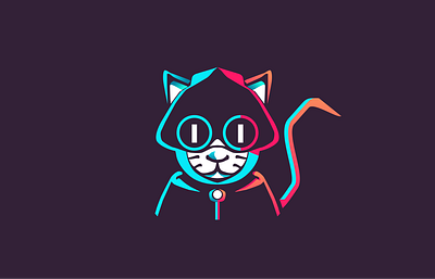 hacker cat cartoonized cat graphic design logo vector