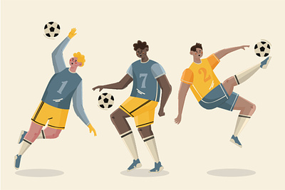 Football Players Illustration ball football game goal illustration jersey league player soccer sports team vector