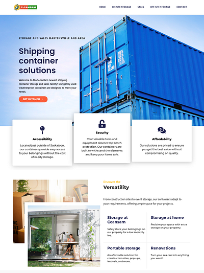 Self-Storage Website branding container elementor moving shipping storage ui ux