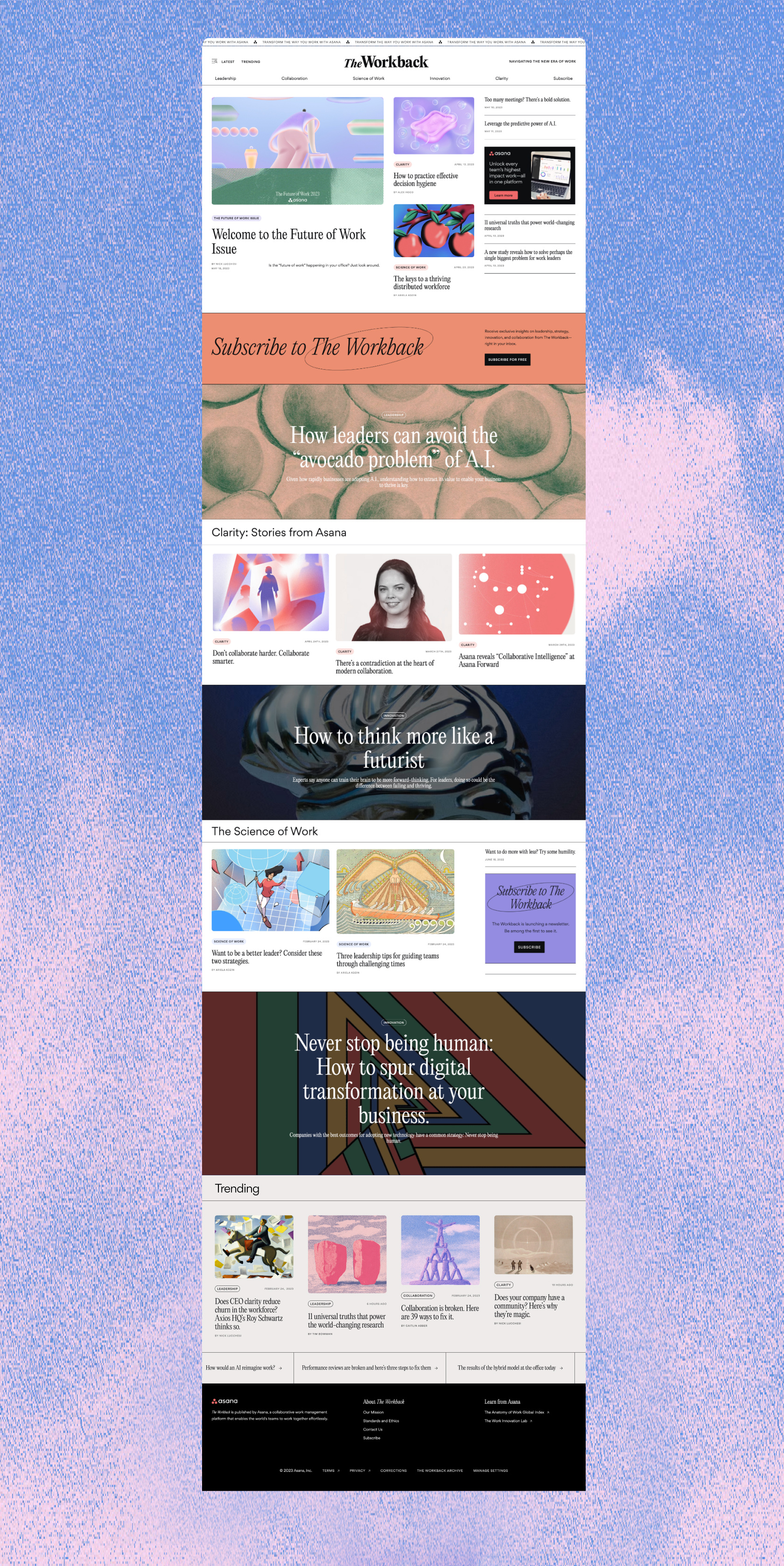 The Workback blog branding digital editorial homepage interactive uiux web