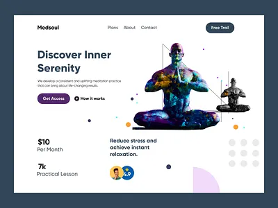 Meditation Website emotion exercise health home page interface landingpage mantra meditation mental relax therapy ux design web design website design wellness yoga zen