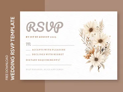 Boho Wedding RSVP Free Google Docs Template answer doc docs engagement flower flowers free google docs templates free template free template google docs google google docs marriage print reply response rsvp template templates wedding word