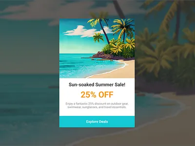 Special Offer Popup Design beach branding card coupon deal hot minimal modal offer popover popup sale special special offer subscription summer summer sale ui design voucher web design