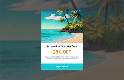 Special Offer Popup Design beach branding card coupon deal hot minimal modal offer popover popup sale special special offer subscription summer summer sale ui design voucher web design