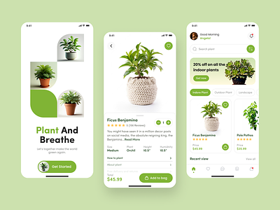 Plant Shop Mobile App app buy plants online clean design ecommerce business garden green minimal mobile app plant plant care shop store tree ui ux