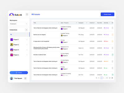 Log issues for your project by Gubonk application bugs design figma issue list log bug ui uiux design ux
