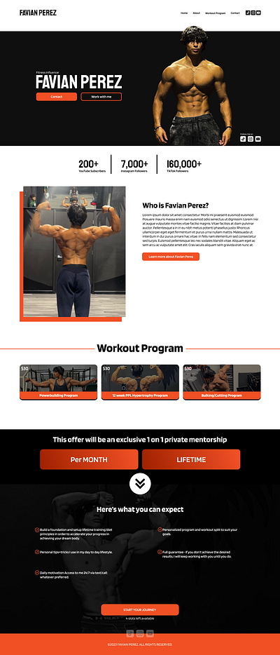 Favian Perez - Landing Page Design bodybuilder bodybuilding figma fitness fitness influencer gym influencer landing page landing page design personal personal website program tiktok ui ui design web web design website workout workout program