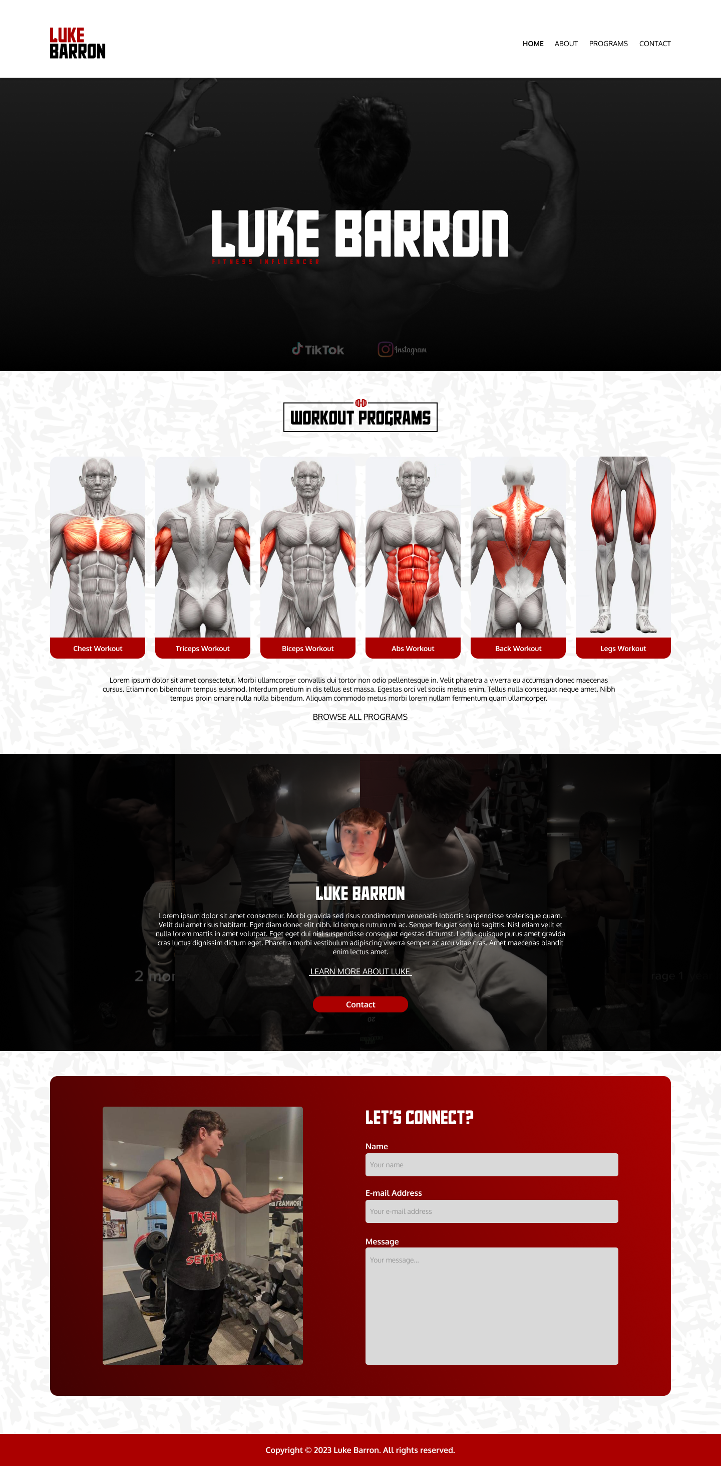 Luke Barron - Landing Page Design bodybuilder bodybuilding design figma fitness fitness influencer gym influencer landing page landing page design luke barron personal personal website ui ui design web web design website workout workout program