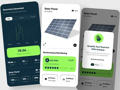 Solar app design mobile app app design app designer electricity electricity app green energy mobile app power power app power app design power consumption renewable energy solar solar app solar app design ui designer ui kit