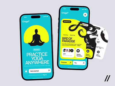 Yoga App (Android, iOS) android animation app branding design health illustration interface ios logo meditation mobile sport ui ux weightloss yoga