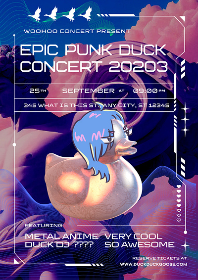 Duck Punk Poster 3d design digital art graphic design illustration typography vector