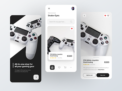 Gaming Gear - Marketplace app concept black and white clean gaming marketplace minimalist mobile app ui ui design ux design